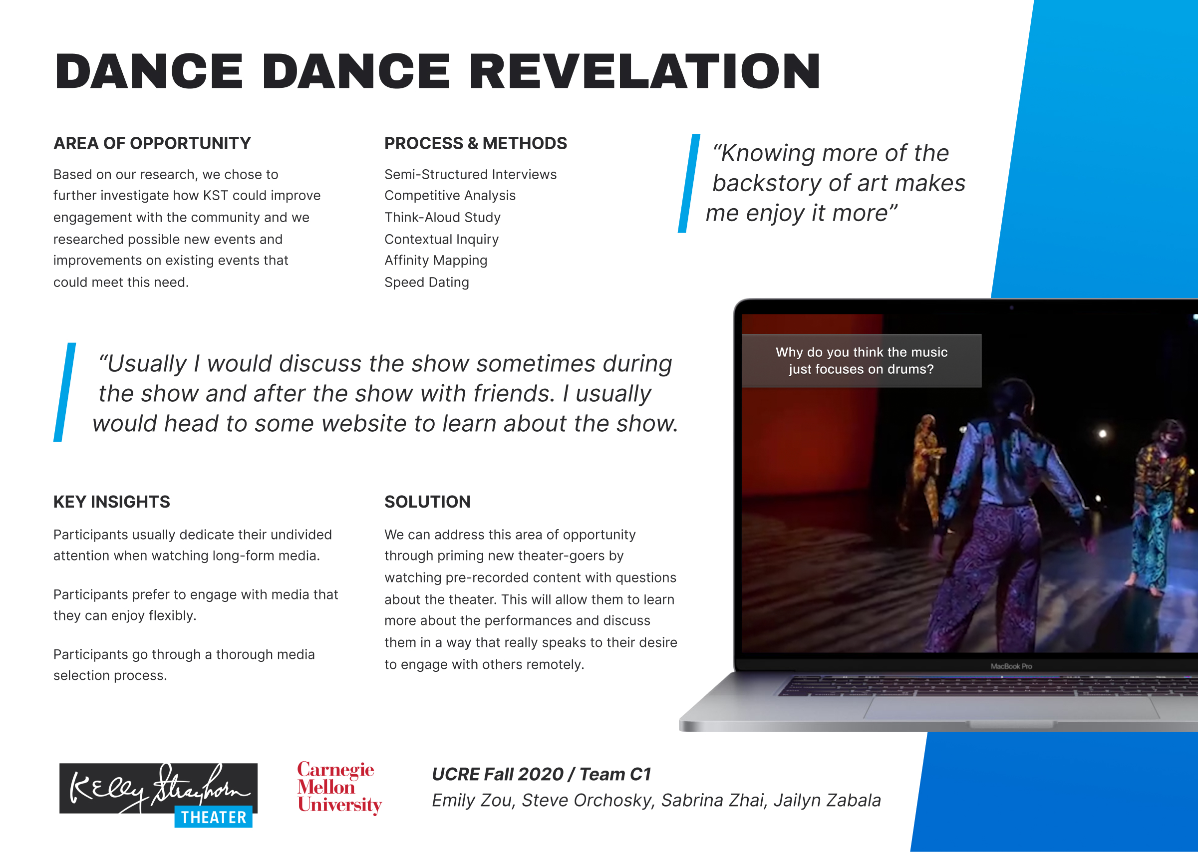 Dance Dance Revelation poster describing our solution and research