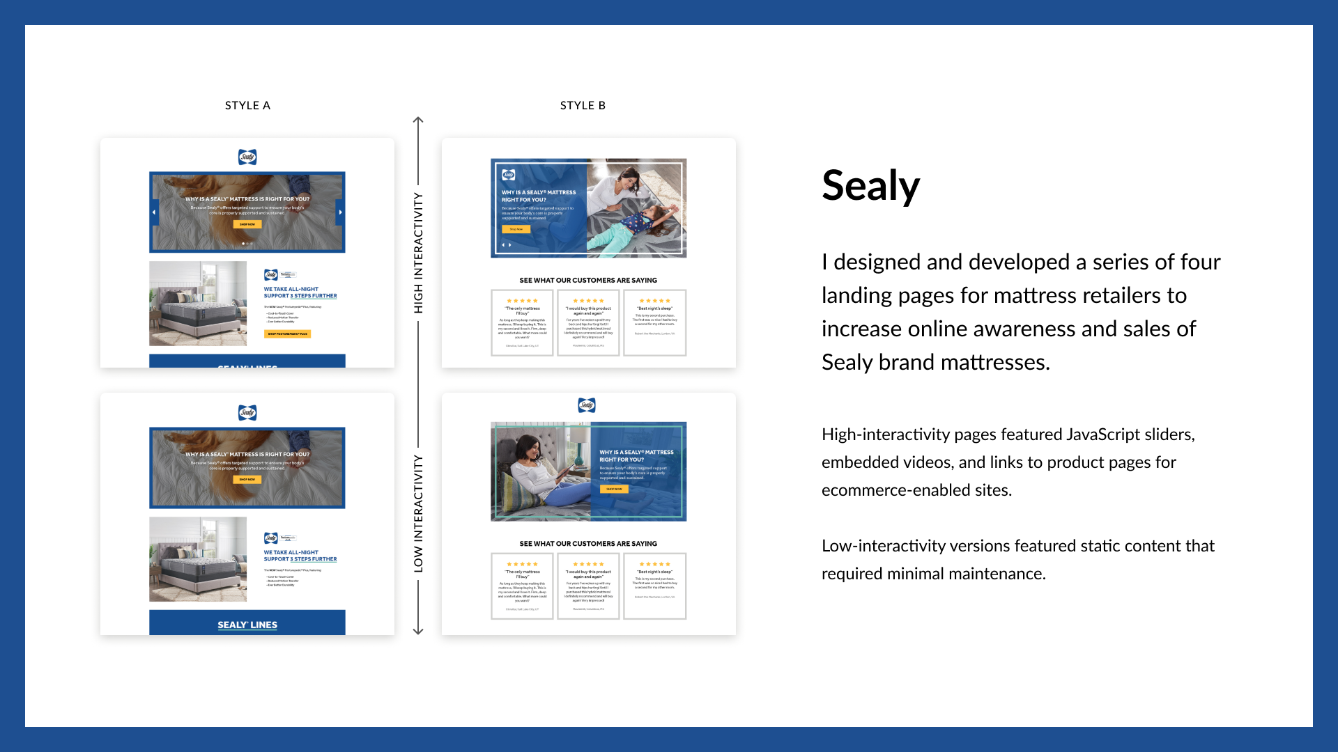 Sealy landing pages