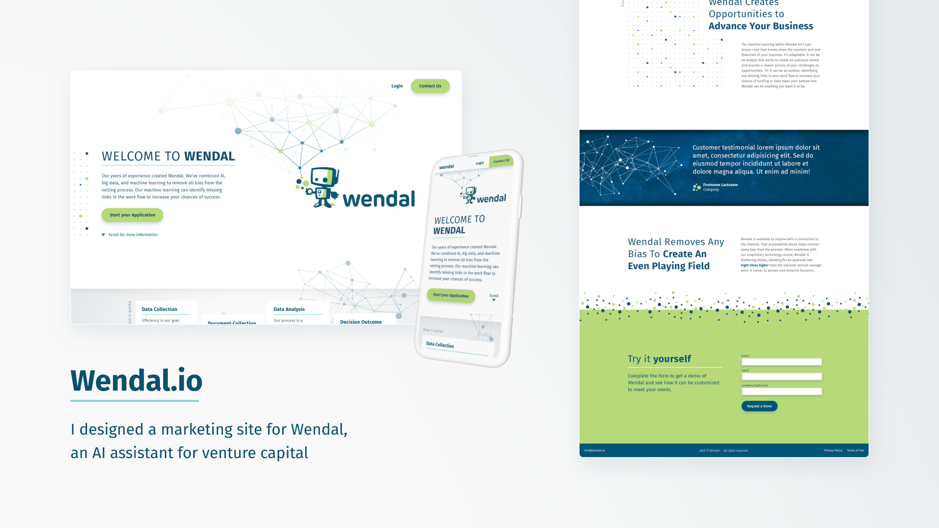 Wendal.io site design